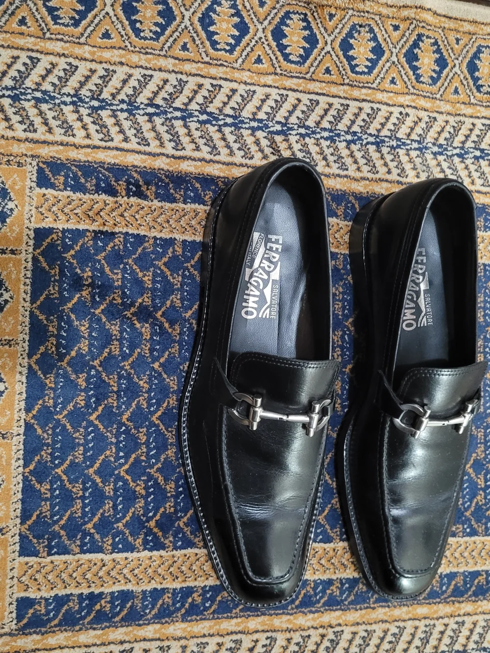 Classic Black Leather Bit Slip-On Loafers